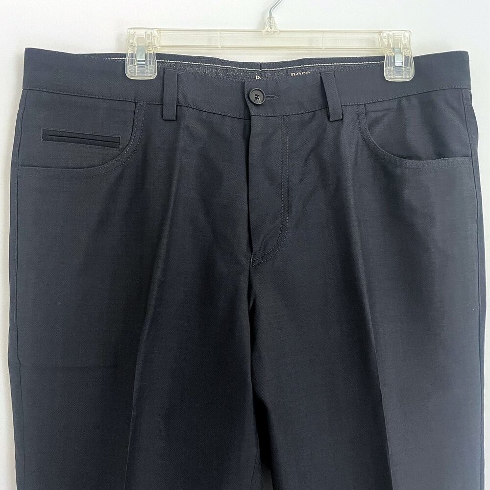 BOSS Hugo Boss Dark Gray/Black Wool Men's Dress Pants (36R)